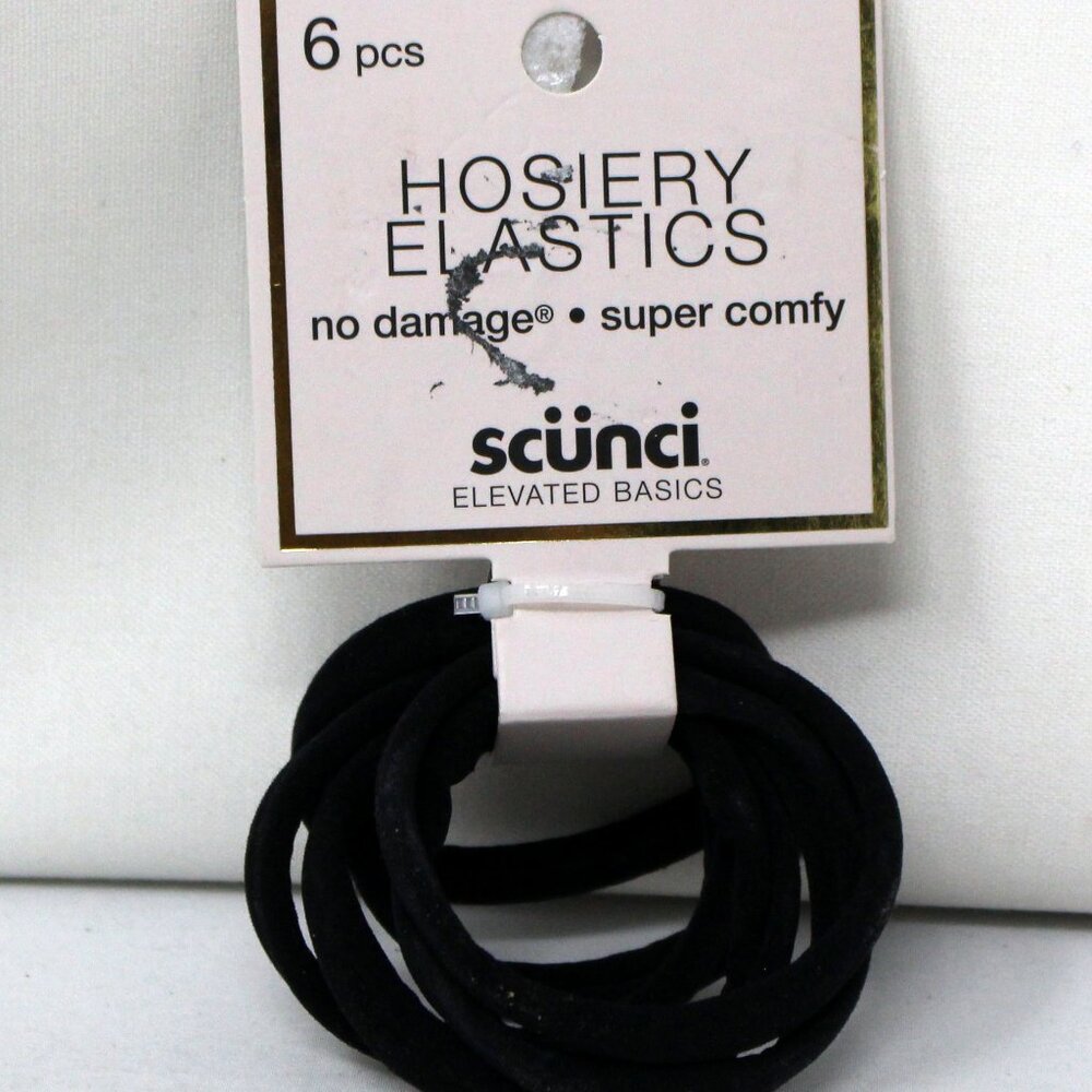Scunci No Damage Super Comfy Hosiery Ponytailer Hair Tie Elastics Black, 6-Pack